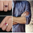 thumbnail image 4 of Mens Red Ruby Ring, 925 Sterling Silver Men's Engagement Ring, 8mm Emerald Cut Red Gemstone July Birthstone Wedding Band Ring Jewelry, 4 of 4