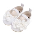 thumbnail image 5 of Zanarzt Baby Girl Mary Jane Flats Non-Slip Soft Sole Princess Shoes with Flower for Wedding Baptism Party Infant Girl Shoes White,US 3, 5 of 9