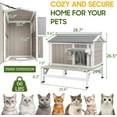 thumbnail image 3 of PETSCOSSET Outdoor Cat House Wooden Cat Shelter with Elevated Base, 3 of 9