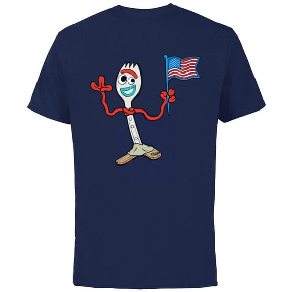 Disney and Pixar’s Toy Story Forky Flag Fourth of July - Short Sleeve Cotton T-Shirt for Adults - Customized-Navy
