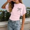 thumbnail image 2 of REDARER Girls Short Sleeve T-Shirt Leopard Print Bow Graphic Ruched Tie Waist Casual Summer Daily Tee,9-10 Years, 2 of 4