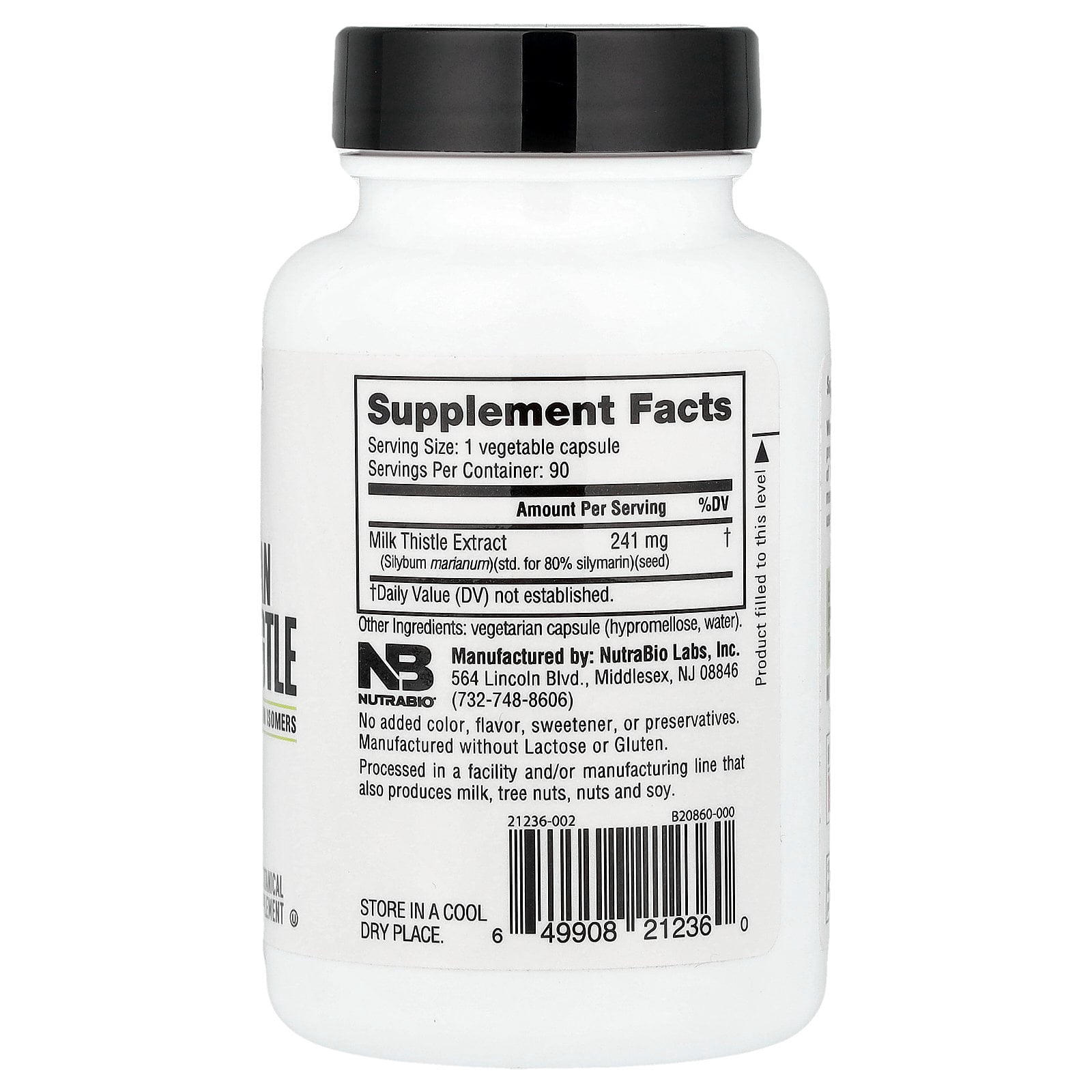 NutraBio European Milk Thistle Supplement, 241mg - Supports Antioxidant Benefits and Wellness, 90 Capsules, 80% Silymarin Extract, Herbal Supplement