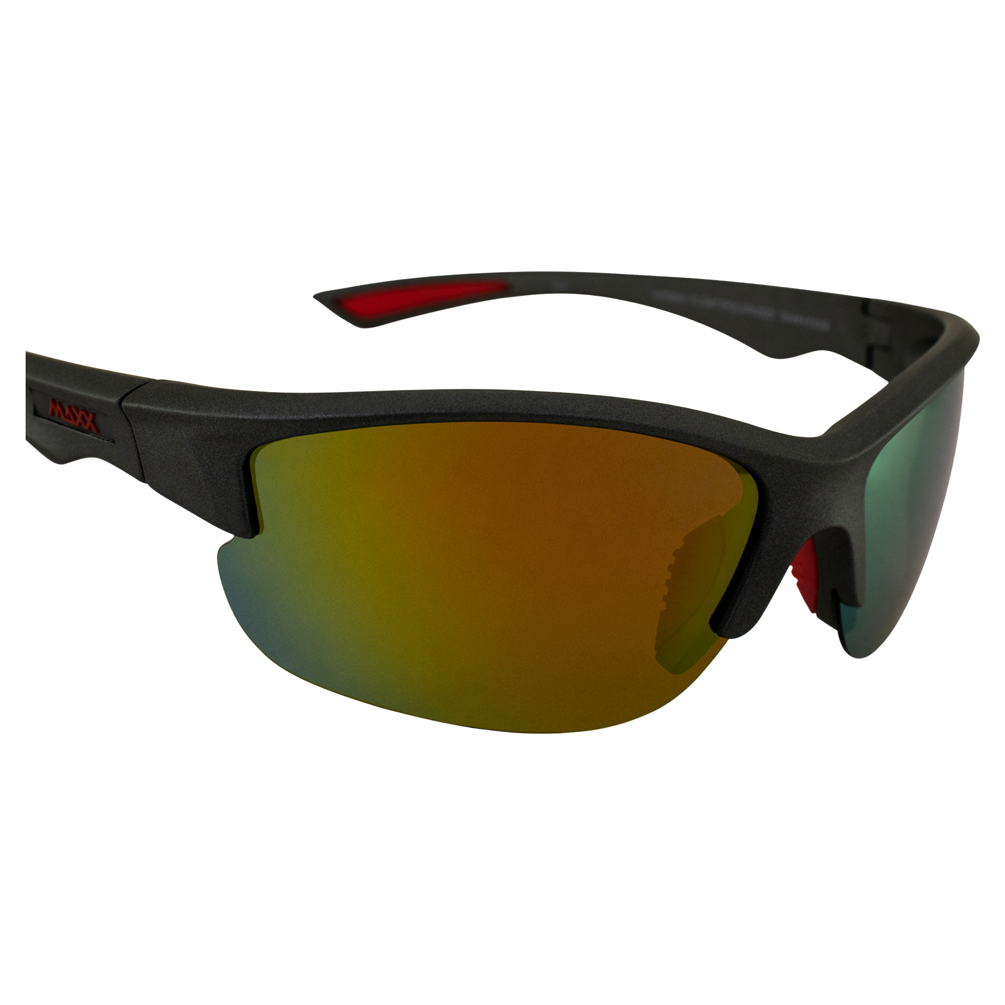 Maxx Spirit Red Mirrored Smoke Polarized Lenses Gunmetal Frame Sports Sunglasses