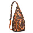 thumbnail image 1 of Forest Fox Print Sling Backpack - Night Sky & Tree Design Crossbody Bag, Fashionable Water-Resistant Pack for Students & Travelers, 1 of 4