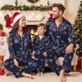 thumbnail image 5 of NOLDARES Family Christmas Pajamas Matching Sets Button Down Xmas Pjs Sets Holiday Sleepwear Long Sleeve Nightwear,A510-Navy, 5 of 9