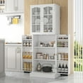 64 Freestanding Kitchen Pantry White Storage with Adjustable