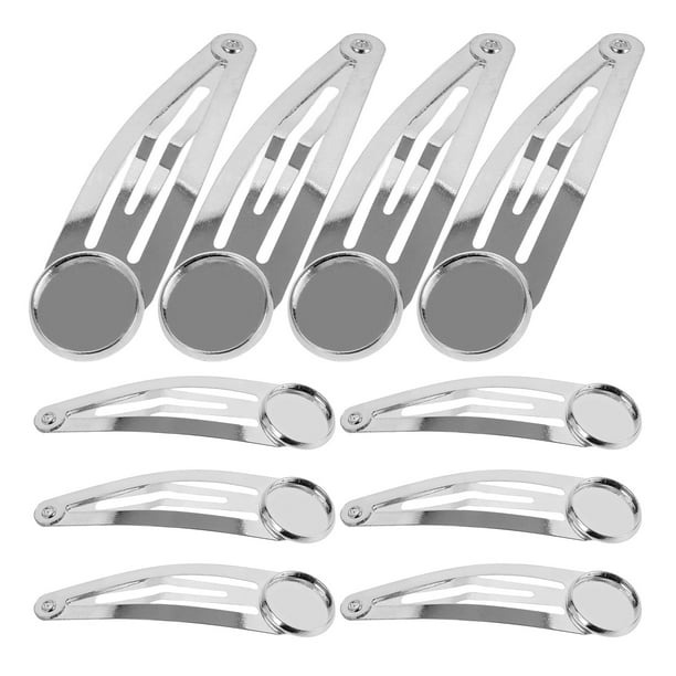 10pcs 12mm Clip de pasador de bricolaje Broche para el cabello Broche para el cabello Bandeja pequeña y redonda Accesorios para el cabello de bricolaje (Plata)