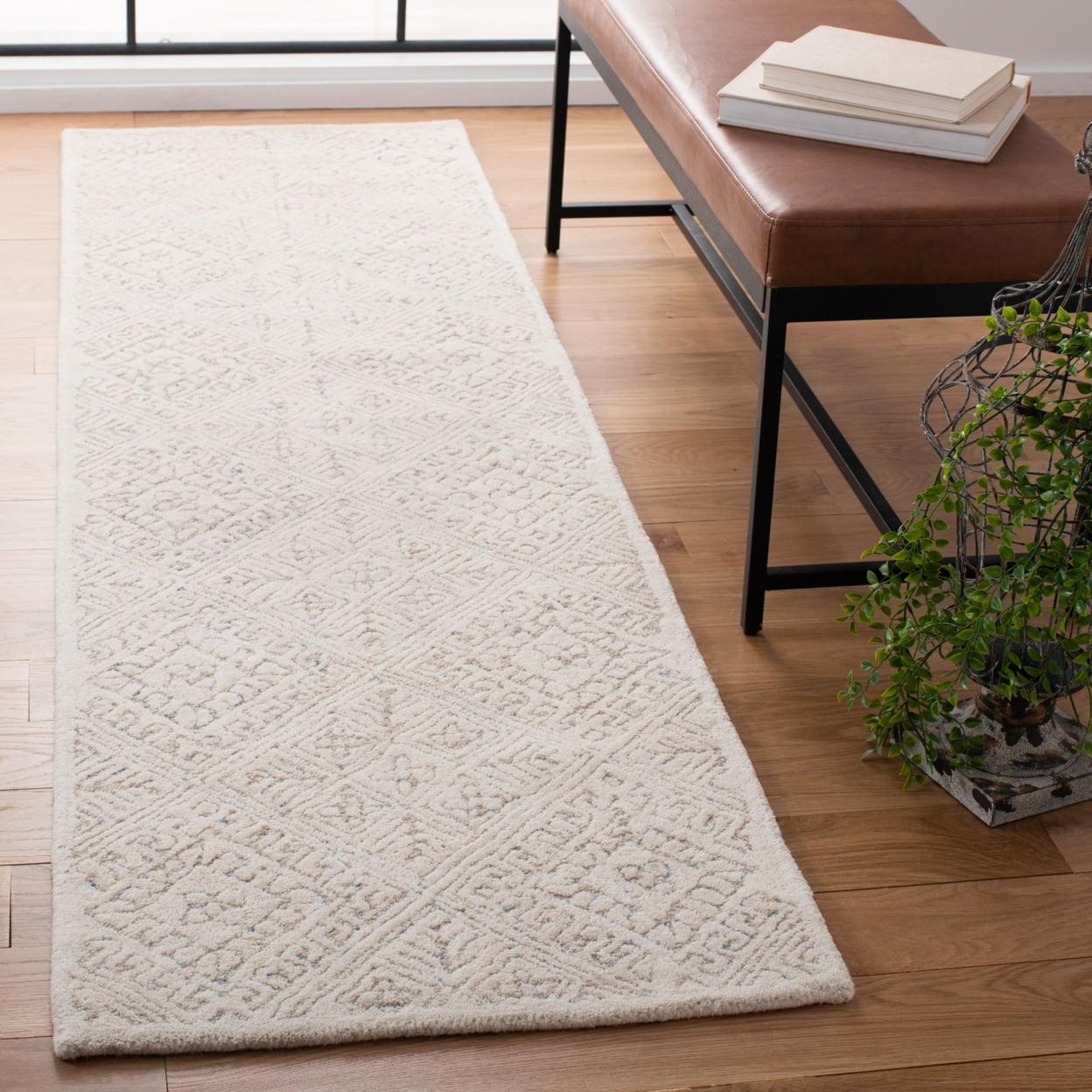 SAFAVIEH Glamour Drummond Geometric Wool Area Rug, Ivory/Beige, 9' x 12'