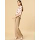 thumbnail image 4 of Allegra K Blusa Top Con Estampado Floral De Crisantemo Corbata Cuello V Manga Larga Para Mujer Beige XS Unique Bargains Blusa, 4 of 6