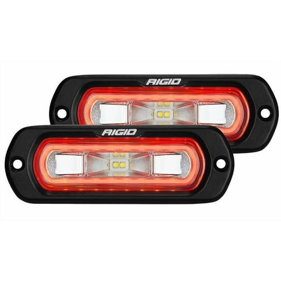 Rigid Light Éclairage de Secours - LED 53222 SR-L Épandeur Série; Montage Encastré; 14 Watts; 1452 Lumens Bruts; 1 Tirage Amp; Ensemble de 2; Scène Blanche de 120 Degrés Light Faisceau / Halo Rouge; Boîtier Ovale Noir