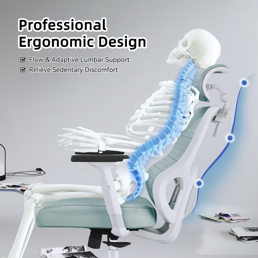 Ergonomic Office Chair With adjustable Lumbar Support, Breathable Mesh, Rotating tilt Lock，Bule