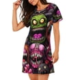 thumbnail image 2 of Balery Monstrous Cartoon Characters Camisón de manga corta con cuello redondo para mujer, cómodo y elegante., 2 of 6