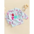 thumbnail image 3 of Toddler Girls Long Sleeve Crewneck Tie-Dye Letter Patterned Pullover Sweatshirt, 3 of 9