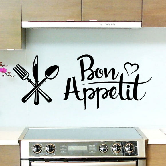 Vadktai Bon Appetit Wall Decor - Black Bon Appetit Wall Art For Hanging Kitchen Signs Wall Decor