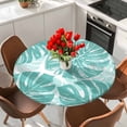thumbnail image 2 of Turquoise Monstera Deliciosa Round Tablecloth 45-54 Inch Round Fitted Table Cloth with Elastic Edge, Summer Botanical Tropical Waterproof Table Cover Protector for Outdoor Picnic Party Dining, 2 of 9