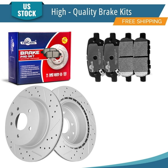 YXPCARS 6PCS Brake Kits, Rear Drilled & Slotted Brake Rotors   Ceramic Brake Pads Kit for Infiniti EX35 EX37 G25 G35 G37 M35 M45 Q40 QX50 Nissan 350Z Maxima(31387 905)