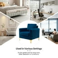 thumbnail image 5 of Velvet Upholstered Club Accent Chair Lounge Armchair Single Sofa Removable Backrest Golden Legs Home Living Room Bedroom Blue, 5 of 6