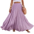 thumbnail image 2 of Women's Cotton Linen Skirt High Waist A-Line Pleated Maxi Skirts Casual Flowy Beach Vacation Skirts, XL, 2 of 5