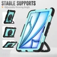 thumbnail image 3 of Case for iPad Air 11 inch M2 M3 2025 2024 6th 7th Generation, Shockproof Protective Cover with Screen Protector, Rotating Stand, Hand/Shoulder Strap, Pencil Holder, 3 of 7