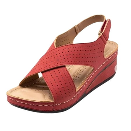 

Women s Summer Sandals Ankle Strap Open Toe Sandals for Daily Wear Summer Dressy Party 36 Red