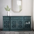 thumbnail image 4 of Classic Fretwork Detailed Glass-Door Sideboard Sideboard Buffet Cabinet, Kitchen Storage Cabinet, Glass Door Accent Cabinet with Adjustable Shelves, 4 of 6