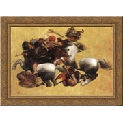 Battle of Anghiari 24x19 Gold Ornate Wood Framed Canvas Art by Da Vinci, Leonardo