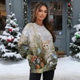 thumbnail image 2 of SCRAWLGOD Cat Floral Butterfly Print Women Sweatshirt Long Sleeve Crew Neck Sweatshirts for Women Stylish Comfy Casual Clothes Oversized Pullover Tops with Pockets, M, 2 of 7