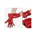 thumbnail image 3 of INSPIRE CHIC Women's Metallic Shiny Shimmer Full Finger Wrist Length Gloves for Party Costume 1 Pair One Size Red, 3 of 6