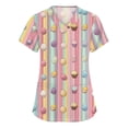 thumbnail image 3 of Fabrcox S-5XL Bunny Egg Hunt Print Holiday Scrubs Tops V Neck Short Sleeve Easter Nurse Working Uniforms with Pocket, 3 of 6