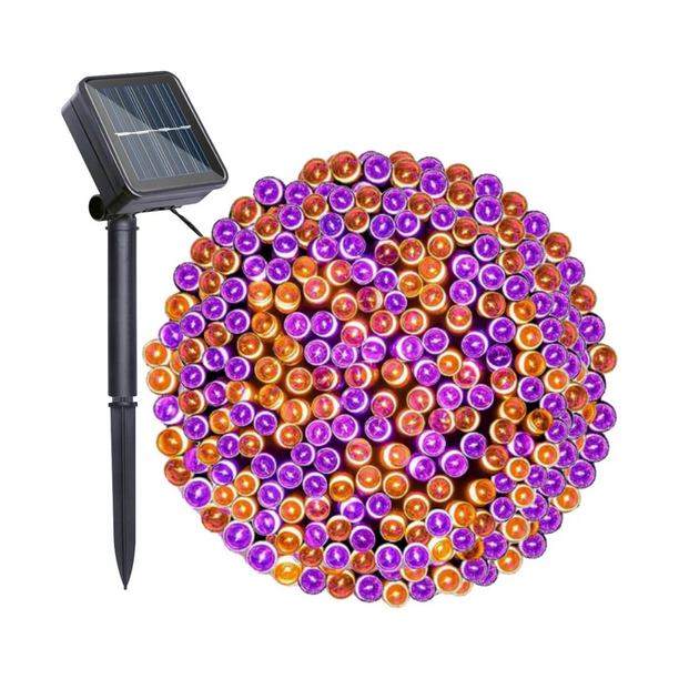 200 Led 22m 8 Modos Solar Luces Exteriores Halloween Impermeable Malubero Negro