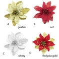 thumbnail image 4 of sweethay 10 Uds. De flores artificiales de Navidad de 15cm, flores falsas brillantes, decoraciones para árboles de Navidad, adornos de Navidad, regalo de Kits de decoración para fiestas Plata sweethay JJ9172-03, 4 of 6
