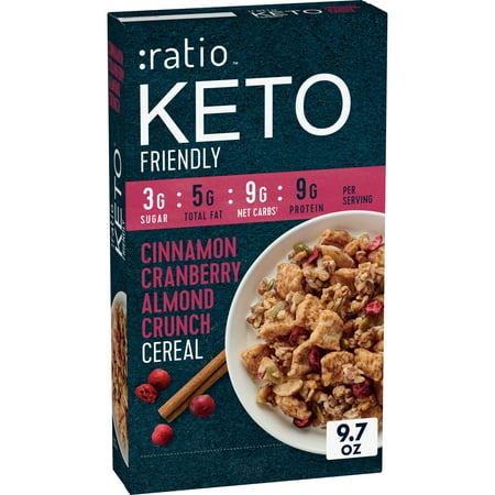 Ratio Cinnamon Cranberry Almond Crunch Cereal, 9g Protein, Keto Friendly, 9.7 OZ