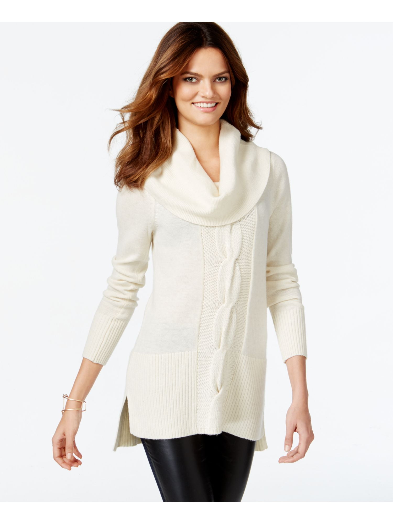 INC $90 Womens 9758 Ivory Cable Knit Pullover Cowl Neck Sweater L B+B -  Walmart.com