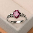 thumbnail image 1 of Natural Certifed Anniversary ring, ruby ring, oval cut red gemstone, July birthstone ring, sterling silver ring, 1 of 3
