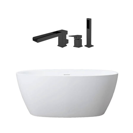 Luna 67 Inch Acrylic Double Ended Freestanding Tub Package