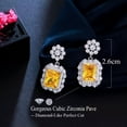 thumbnail image 4 of Pink CZ Stone Round Big Square Cut Drop Earring for Brides Fashion Brand Jewelry, 4 of 9