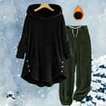 thumbnail image 2 of UAMVSH Womens Fuzzy Sherpa 2 Piece Outfits Plus Size Fleece Hoodies Tops with Pants Pajama Sets Winter Warm Plush Loungewear(X-LargeGreen), 2 of 6