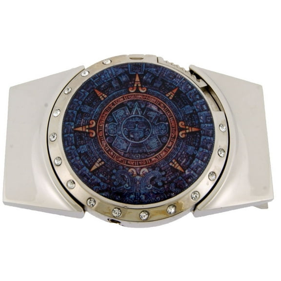 Aztec Calendar Belt Buckle Removable Lighter Mayan New Men Women Blue Metal Color New