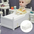 thumbnail image 4 of Cama en miniatura de madera para casa de muñecas, modelo con cajón, decoración para casa de muñecas infantil, escala 1/12 blanco, 4 of 9