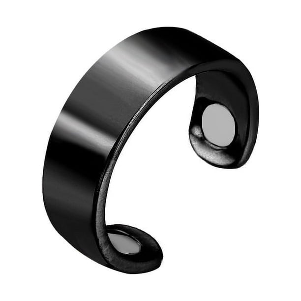 Elegante anillo de terapia magnética de titanio (negro) para hombres y mujeres, alivio del dolor artrítico del túnel carpiano - Anillo magnético terapéutico para drenaje linfático oro rosa