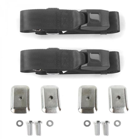 SafeTBoy Standard 2 Point Charcoal Lap Bucket Seat Belt Kit with Bracketry for Chevy Truck 1955-1959 - 2 Belts