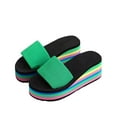 thumbnail image 3 of Slippers for Women,Ladies Shoes Summer Fashion Beach Sandals Nesh Elastic Band Wedge Sandals,Womens Slippers,Green,7, 3 of 9