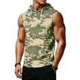 thumbnail image 3 of Mens Sleeveless Hoodie Camouflage Pattern Drawstring Hooded Vest with Kangaroo Pocket Relaxed Fit Sportswear Top, 3 of 7