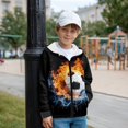 thumbnail image 3 of FKELYI Vintage Fire Soccer Splatter Water Print Zip-Up Front Hoodie Kids Long Sleeve Sweatshirt Jacket Boys Cosy Fall Winter Clothes with Pockets 7-14 Years, XL, 3 of 6