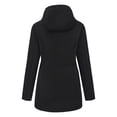 thumbnail image 5 of Women's Softshell Jacket with Hood Fleece Lined Windbreaker Zip Up Button Winter Insulated Long Warm Jacket, 5 of 5