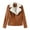 Khaki, variant on IROINNID Women's Short Faux Leather Jacket Notch Lapel Solid Color Long Sleeve Casual Jacket Slim Winter Hoodless Coats, Khaki