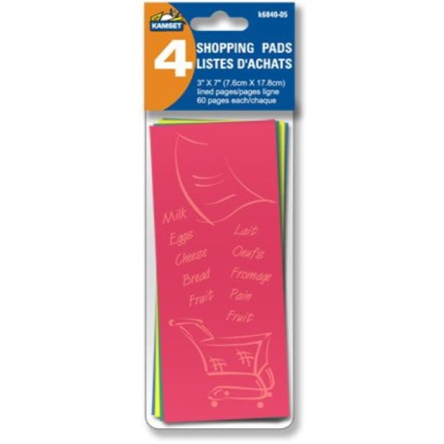 Kamset 4pk Shopping Memo Pad 3' x 7'