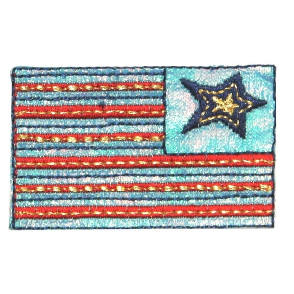 ID 1036 American Flag Craft Patch Patriotic Design Embroidered Iron On Applique