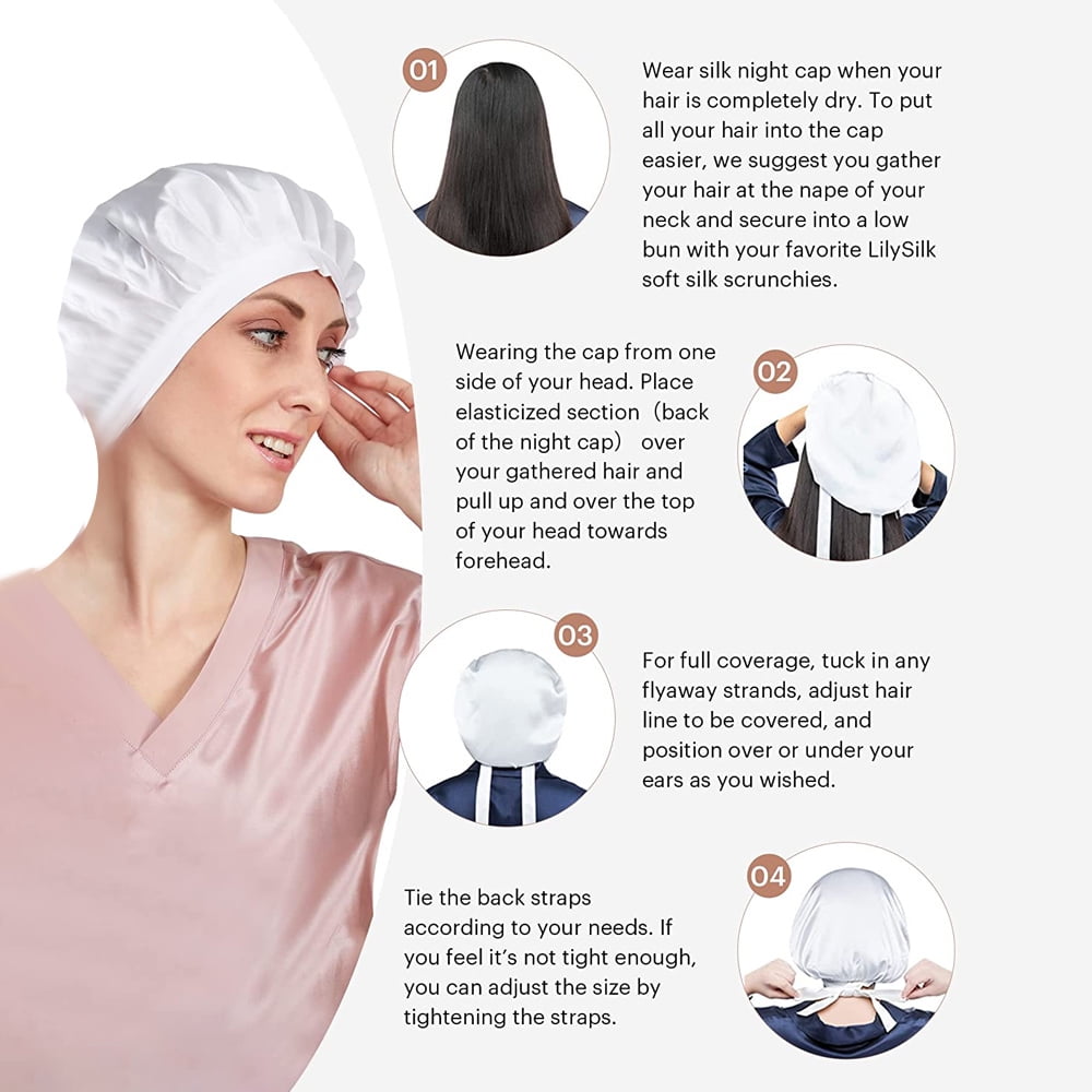 pcs Silk Bonnet, Silk Night Sleep Cap Adjustable Hair Wrap for