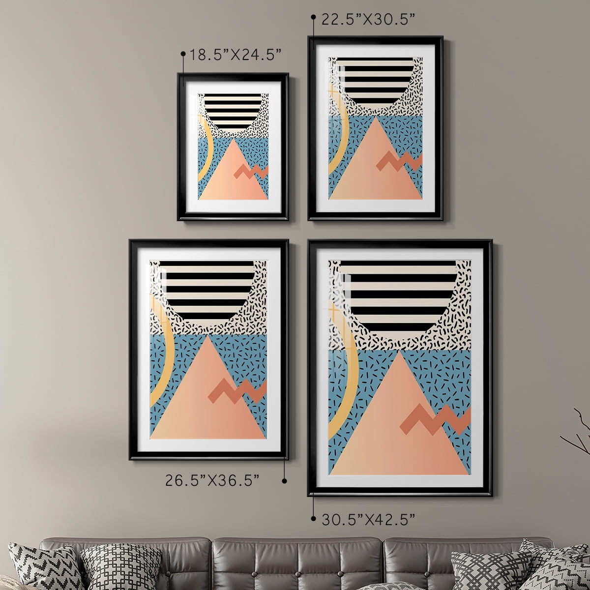 Wexford Home Modern Memphis I Premium Framed Print, 30.5" x 42.5" - Ready to Hang, Black (Set of 2)